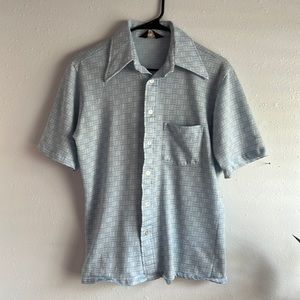 Towncraft Tapered by JCPenney Blue/White Diamond/Stripe Shirt Small